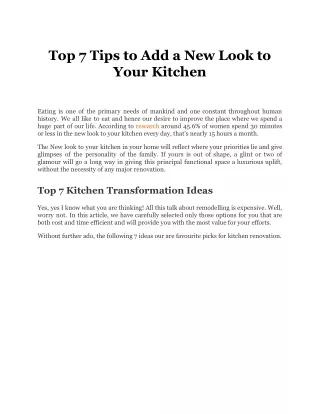 top 7 tips to add a new look to your kitchen