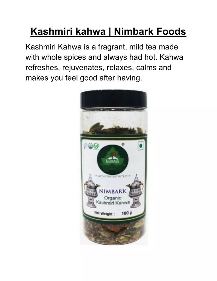 kashmiri kahwa nimbark foods