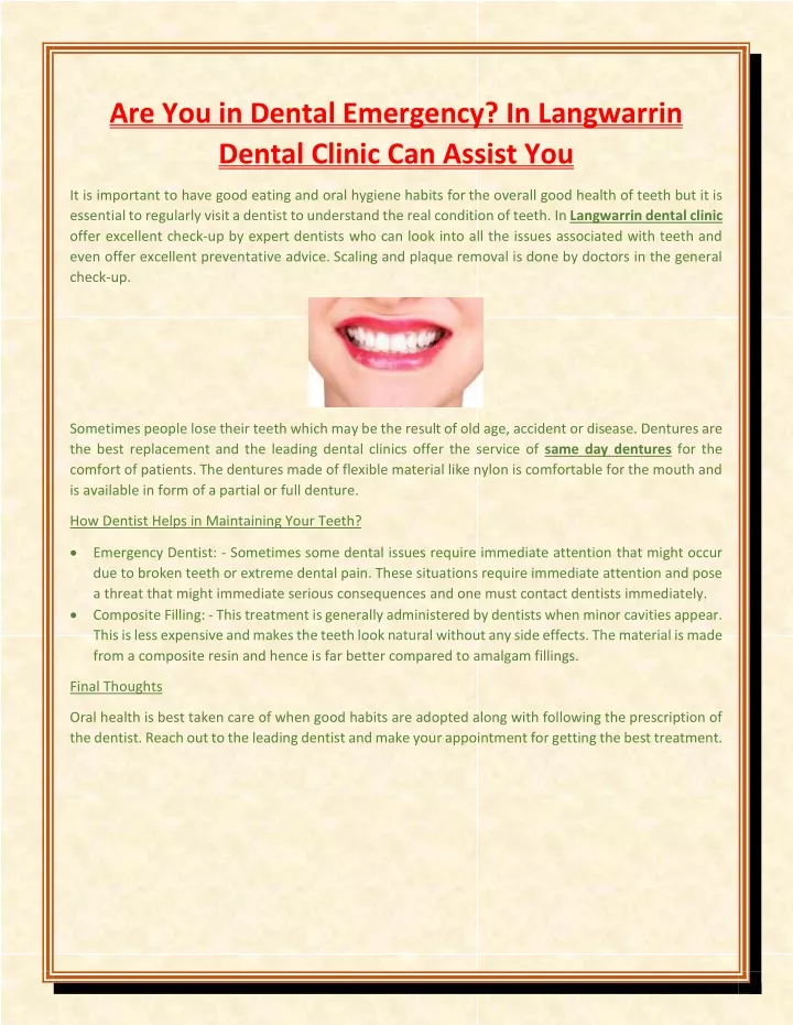 are you in dental emergency in langwarrin dental