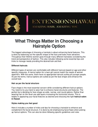 what things matter in choosing a hairstyle option