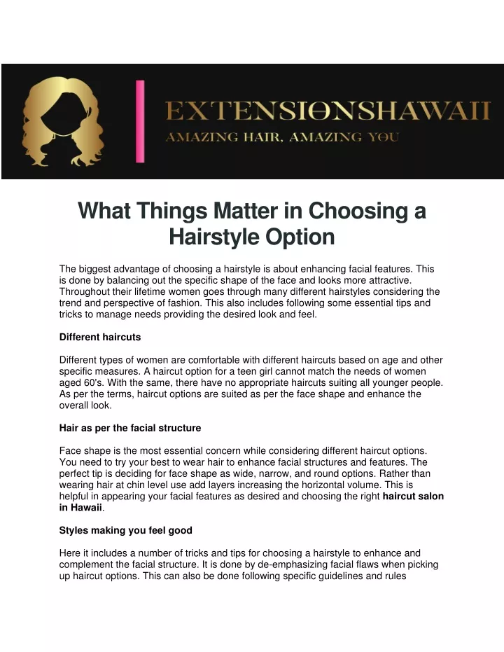 what things matter in choosing a hairstyle option