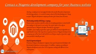 contact a magento development company for your