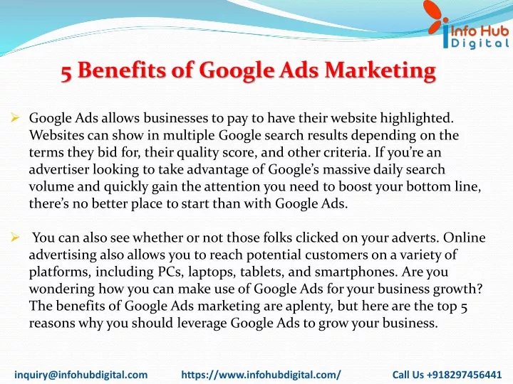 5 benefits of google ads marketing