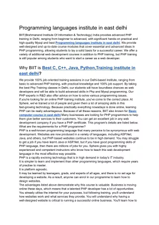 programming languages institute in east delhi