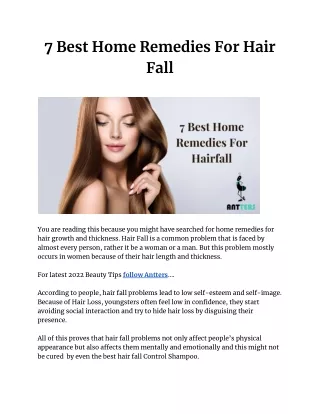 7 Best Home Remedies For Hair Fall