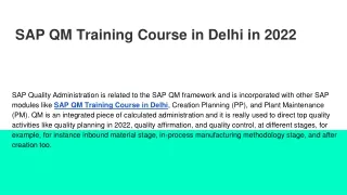 SAP QM Training Course in Delhi in 2022
