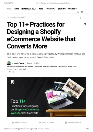 Top 11  Practices for a Shopify eCommerce Website Design