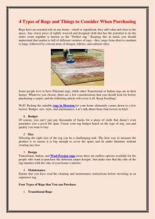 4 types of rugs and things to consider when