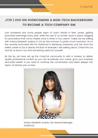 JT19 -VIVI ON OVERCOMING A NON-TECH BACKGROUND TO BECOME A TECH COMPANY GM