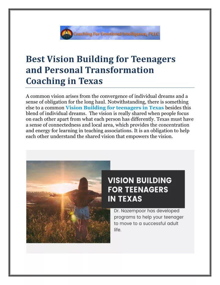 Best Vision Building for Teenagers and Personal Tr