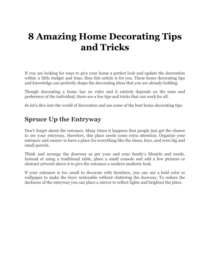 8 amazing home decorating tips and tricks