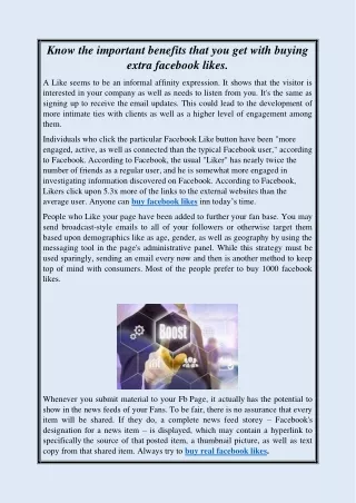 What are the benefits of buying extra likes for your facebook