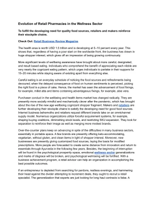 Evolution of Retail Pharmacies in the Wellness Sector