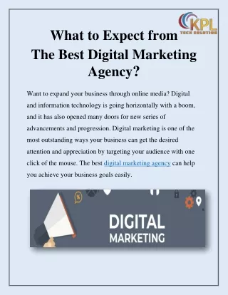 What to Expect from the Best Digital Marketing Agency