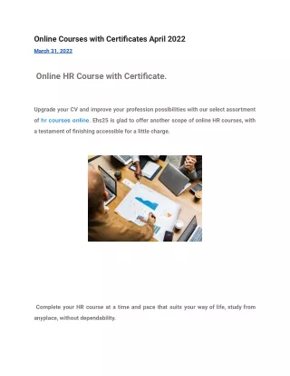 Online Courses with Certificates April 2022