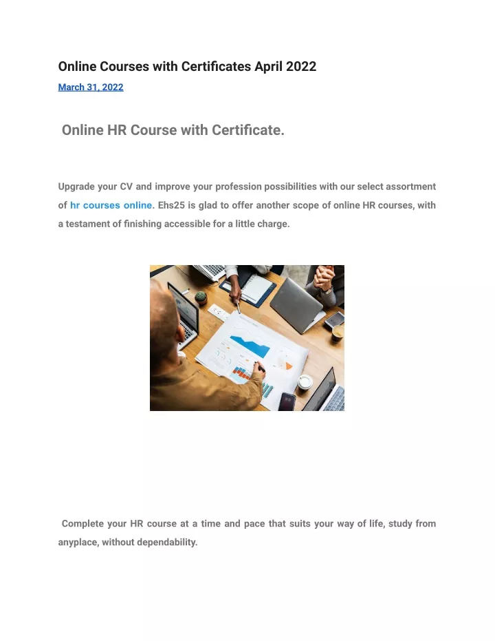 online courses with certificates april 2022