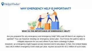 Why Emergency Help Is Important?