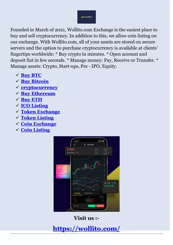 founded in march of 2021 wollito com exchange