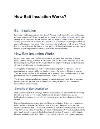 How Batt Insulation Works