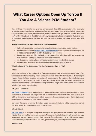 What Career Options Open Up To You If You Are A Science PCM Student