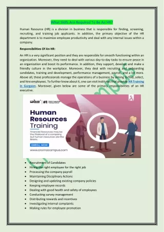 what skills are required to be an hr