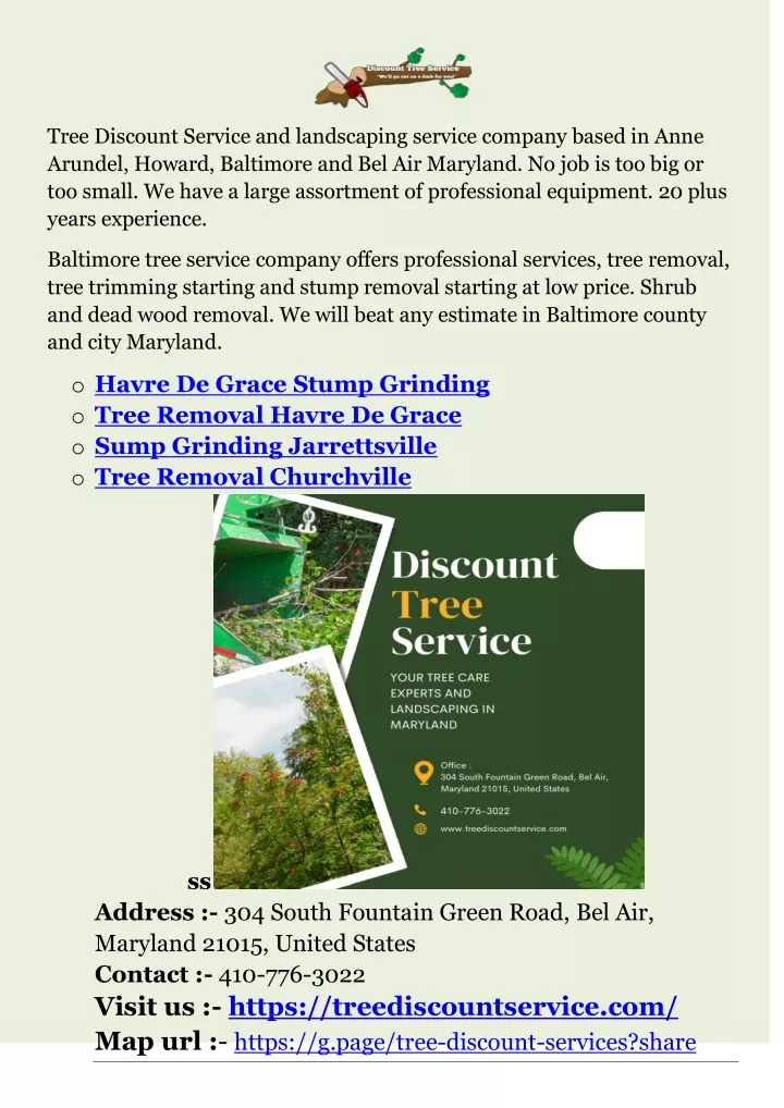 tree discount service and landscaping service