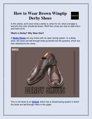 How to Wear Brown Wingtip Derby Shoes