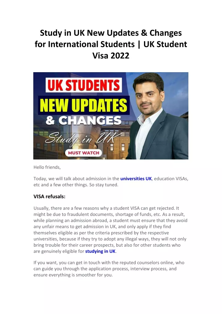 study in uk new updates changes for international
