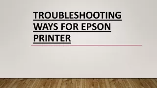 Troubleshooting Ways for Epson Printer