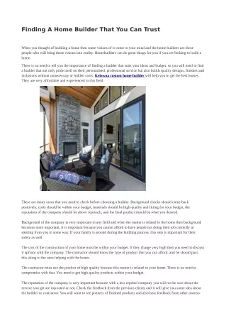 finding a home builder that you can trust