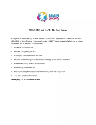 add adhd and capd the root causes