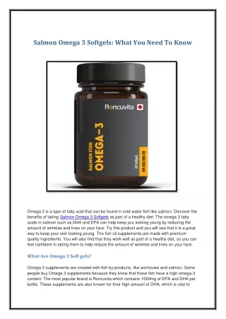 salmon omega 3 softgels what you need to know
