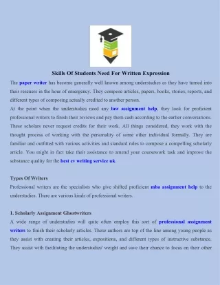 Skills Of Students Need For Written Expression