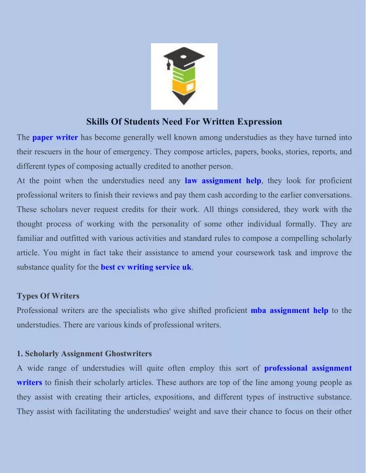 skills of students need for written expression