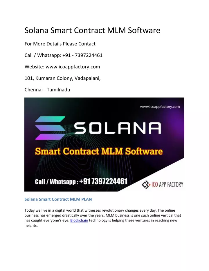 solana smart contract mlm software