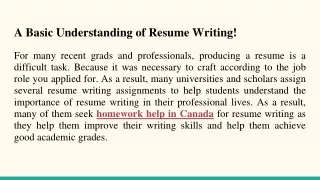 a basic understanding of resume writing