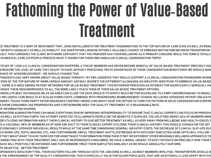 fathoming the power of value based treatment