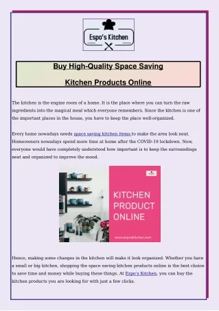 Buy High-Quality Space Saving Kitchen Products Online