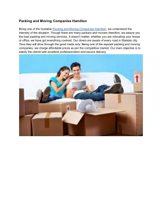 Packing and Moving Companies Hamilton