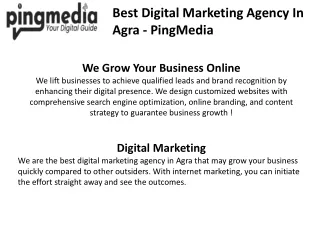 Best Digital Marketing Agency In Agra - PingMedia