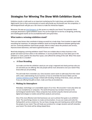 strategies for winning the show with exhibition