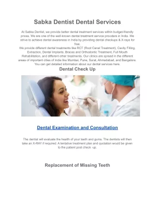 Sabka Dentist Dental Services