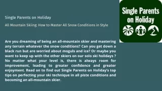 single parents on holiday