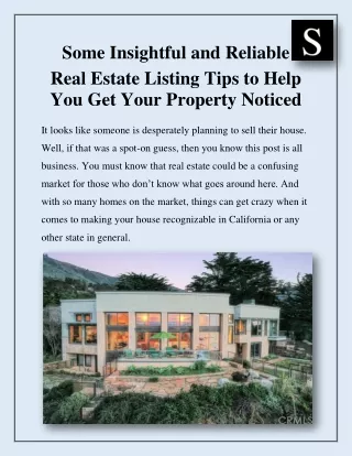 Some Insightful and Reliable Real Estate Listing Tips to Help You Get Your Property Noticed
