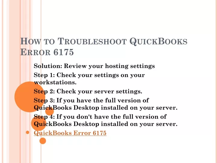 how to troubleshoot quickbooks error 6175