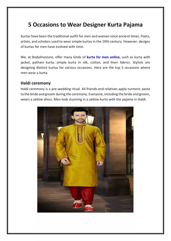 5 occasions to wear designer kurta pajama