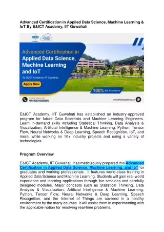 advanced certification in applied data science
