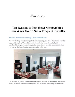 Top Reasons to Join Hotel Memberships