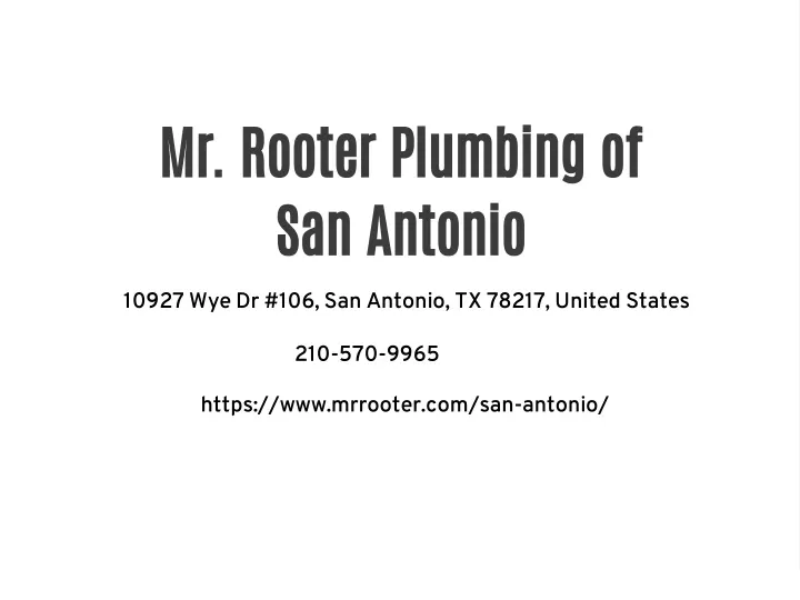 mr rooter plumbing of san antonio