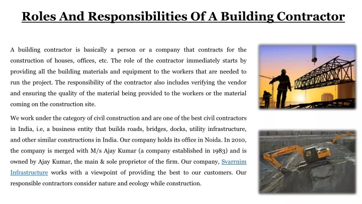 roles and responsibilities of a building